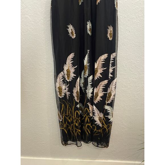 Green Land Maxi Dress – Leaf Silhouette | Mesh Straps | Vintage Size M - Picture 6 of 10